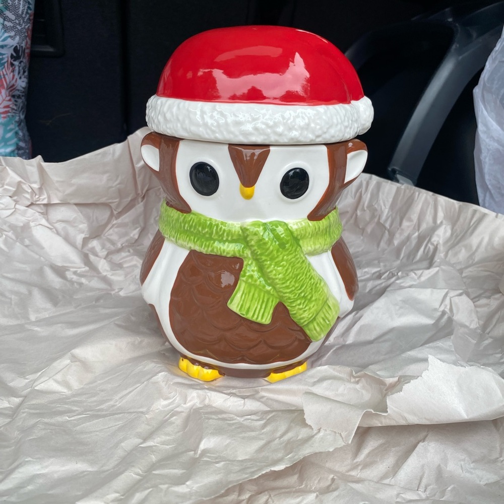 Christmas Owl Cookie Jar